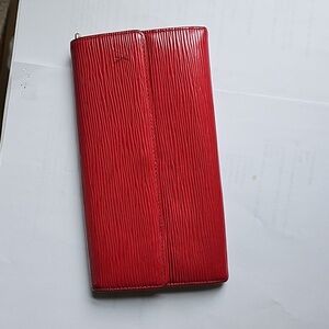 Authentic Louis Vuitton Porte Tresor International Trifold Red Epi  Long Wallet